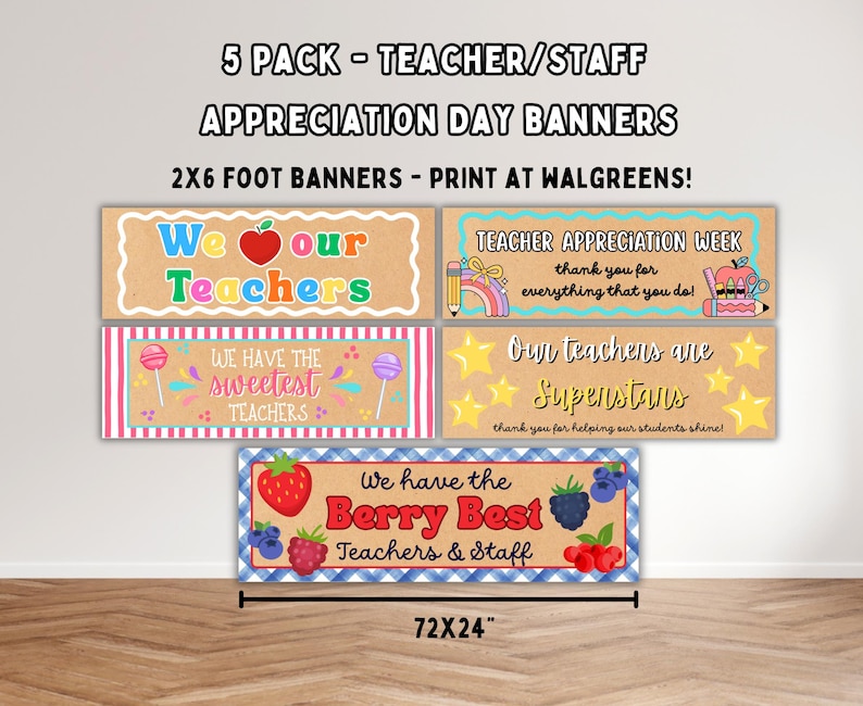 Teacher Appreciation Banner Bundle | 2x6 Foot Walgreens Banners Thank ...