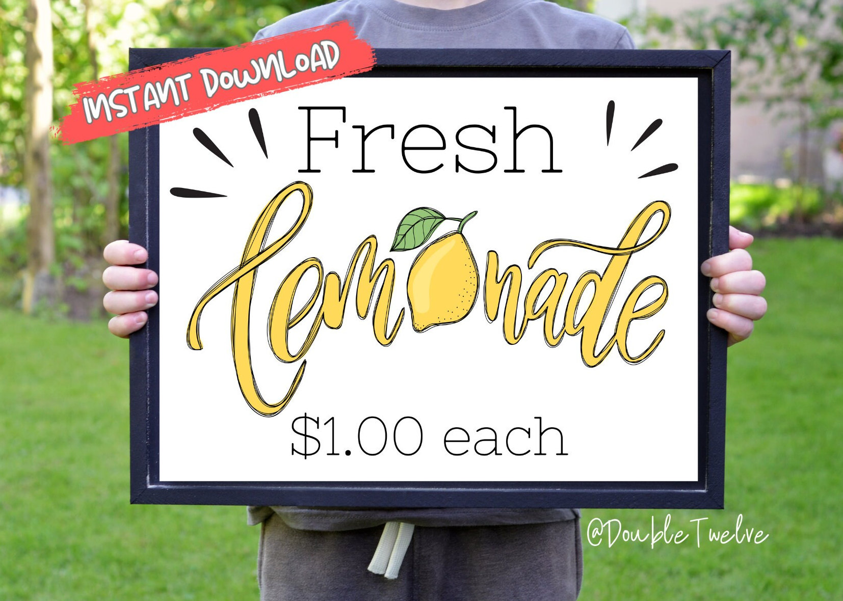 Printable Lemonade Stand Sign, DIY Kid Lemonade Stand, Farmers Market