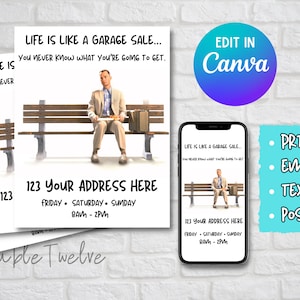 Garage Sale Flyers, Editable Canva Template, Funny Garage Sale Sign, Yard Sale Flyer, Social Media, Printable Garage Sale Flyer, DIY Flyers