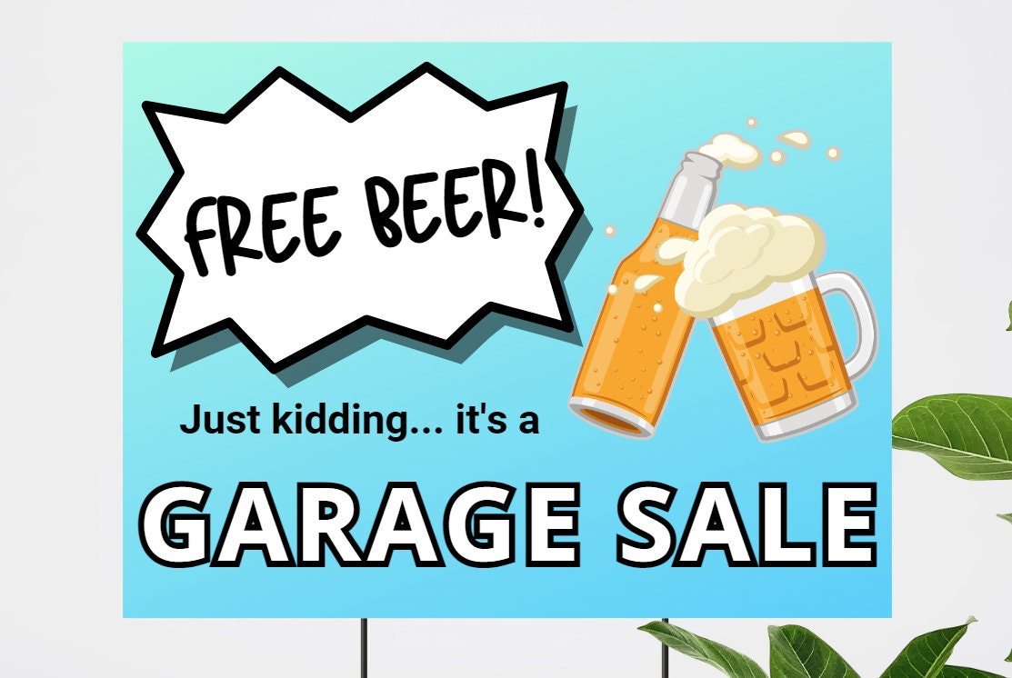 Funny Garage Sale Printable Sign, DIY Yard Sale, Digital Download ...