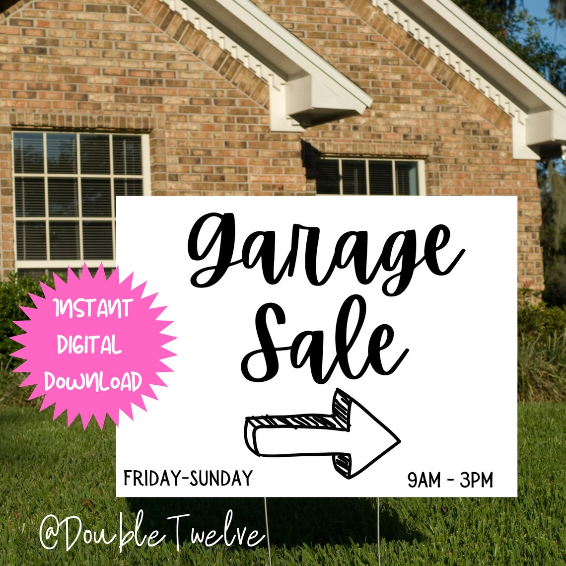 Printable Garage Sale Sign, Yard Sale Poster, Black and White Garage ...