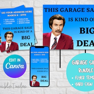 Funny Garage Sale Signs, Yard Sale Flyer, Editable Template, Garage Sale Bundle, Flyer Email Text Signs, DIY Garage Sale Printable Yard Sign