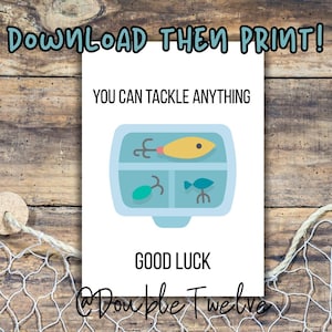 Carte d'encouragement à la pêche amusante à imprimer, cartes de jeu de mots pêcheur pêcheur, cadeaux sur le thème du poisson, carte porte-bonheur, impression instantanée, téléchargement numérique au format PDF