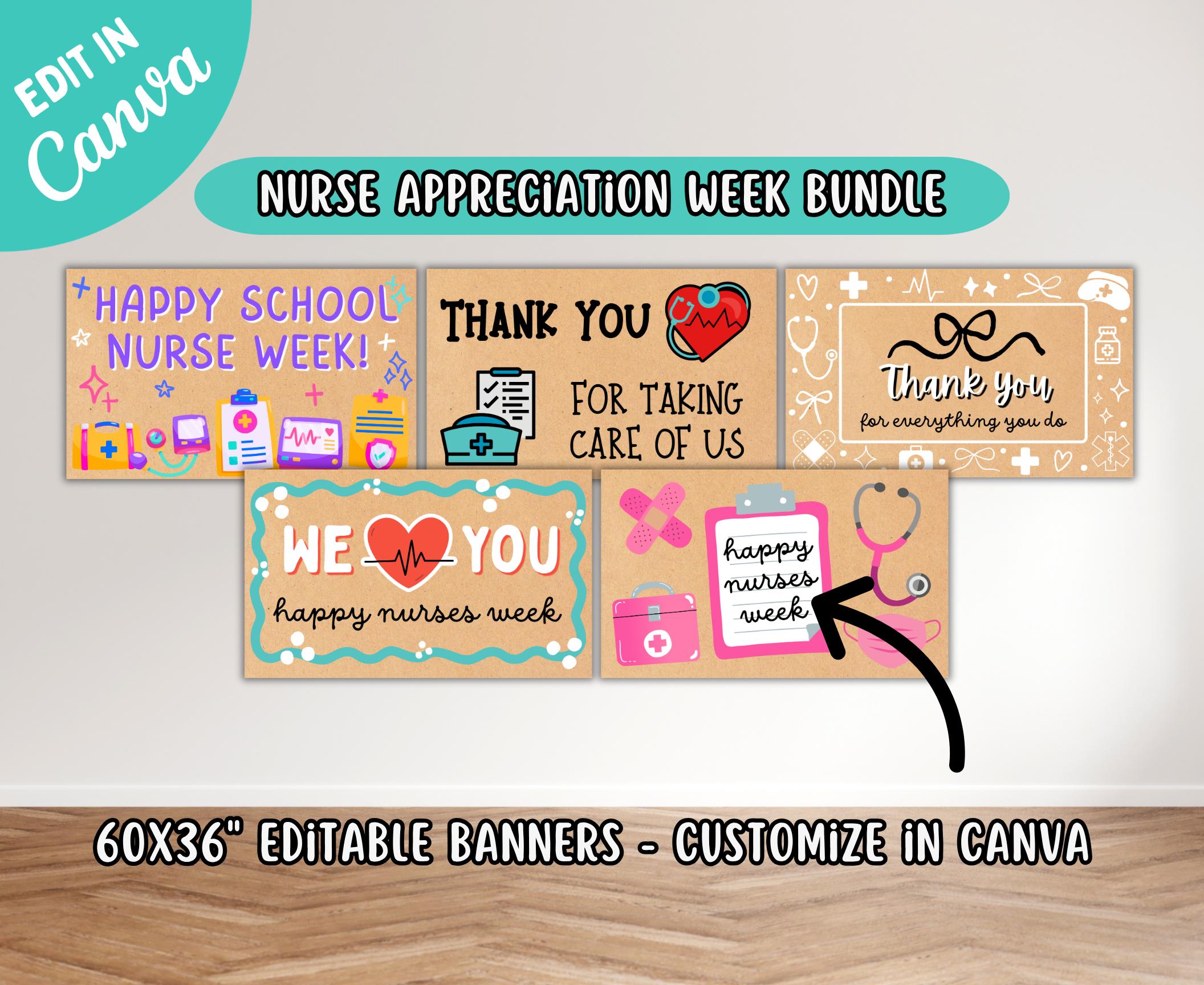 Nurse Appreciation Week Banners, Nurses Day Posters, Editable Canva ...