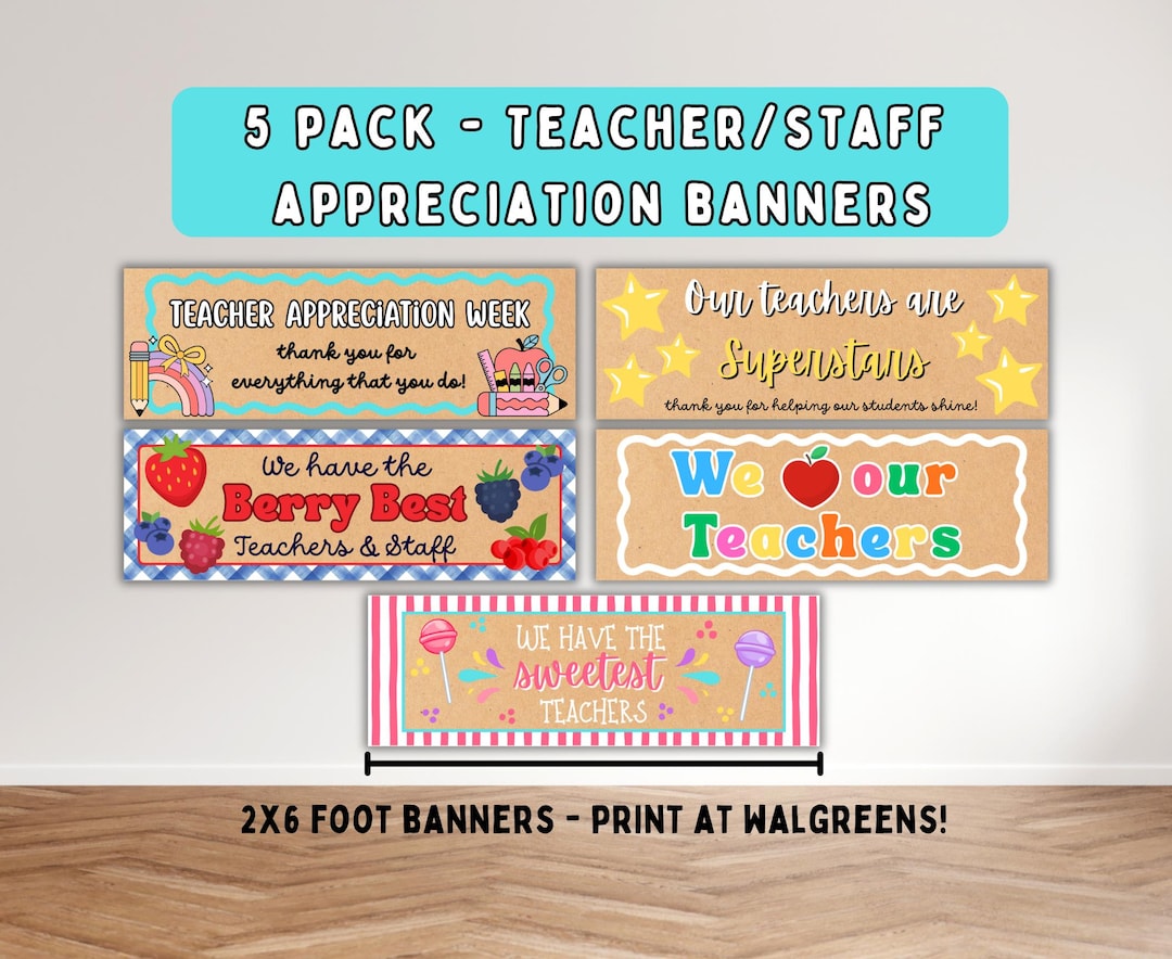 Teacher Appreciation Banner Bundle | 2x6 Foot Walgreens Banners Thank ...