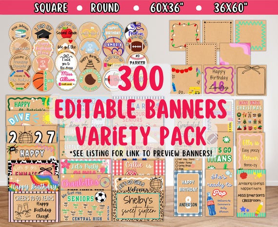 Project & Paint Banner Mockups Pack, 300 Painted Banner Templates Backgrounds | 3x5 Canva Borders to Trace, Round/Square/Vertical Banners