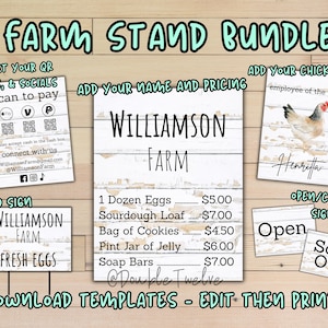 Editable Roadside Farm Stand Signs, Produce Price Sheet Template, Farmer’s Market Display, Editable Canva Template, Scan to Pay Sign QR Code