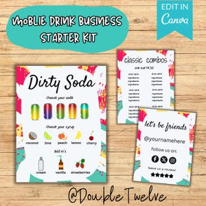 Dirty Soda Drink Cart Signs, Mobile Bar Display Menu, Editable Canva Template, Instant Download PDF, Snow Cone Ice Cream Candy Cart Signs