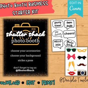 Mobile Photo Selfie Booth Business Signs, Photo Props, Editable Canva Template, Pop Up Events Vendor Booth Wedding Party Graduation Birthday