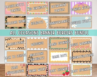 Painted Banner Borders + Frames Bundle | Project & Paint Canva Templates for Painting Banners, Mockups for Banner Painting, Birthday Banners