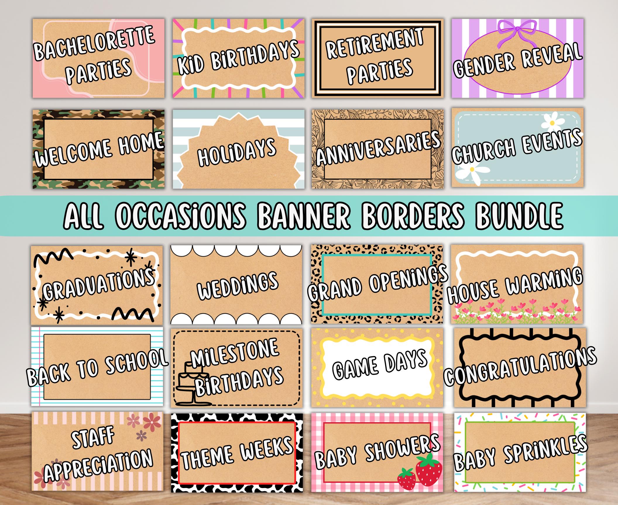 Banner Borders Mega Bundle | Fabric or Paper Banner Canva Templates ...