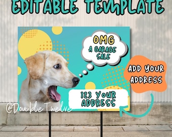 Grappig garageverkoopbord, DIY-werfverkoop, bewerkbaar garageverkoopbord, aangepaste garageverkoop, hondenliefhebber, grappig hondenbord, poster DIY-garageverkoop