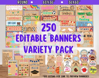 Pacchetto di mockup per banner da progettare e dipingere, 250 modelli di banner dipinti / Download digitale di bordi Canva da ricalcare, pacchetto di pittura per banner per artisti