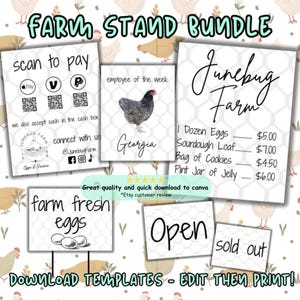 Farm Stand Signs Bundle, Farming Business Store Templates, Menu Price Yard Sign, Farmer’s Market Booth Display Starter Kit, Edit in Canva
