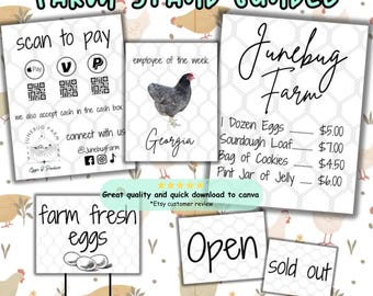 Farm Stand Signs Bundle, Farming Business Store Printables, Scan to Pay Template, Farmer’s Market Booth Display Starter Kit, Edit in Canva