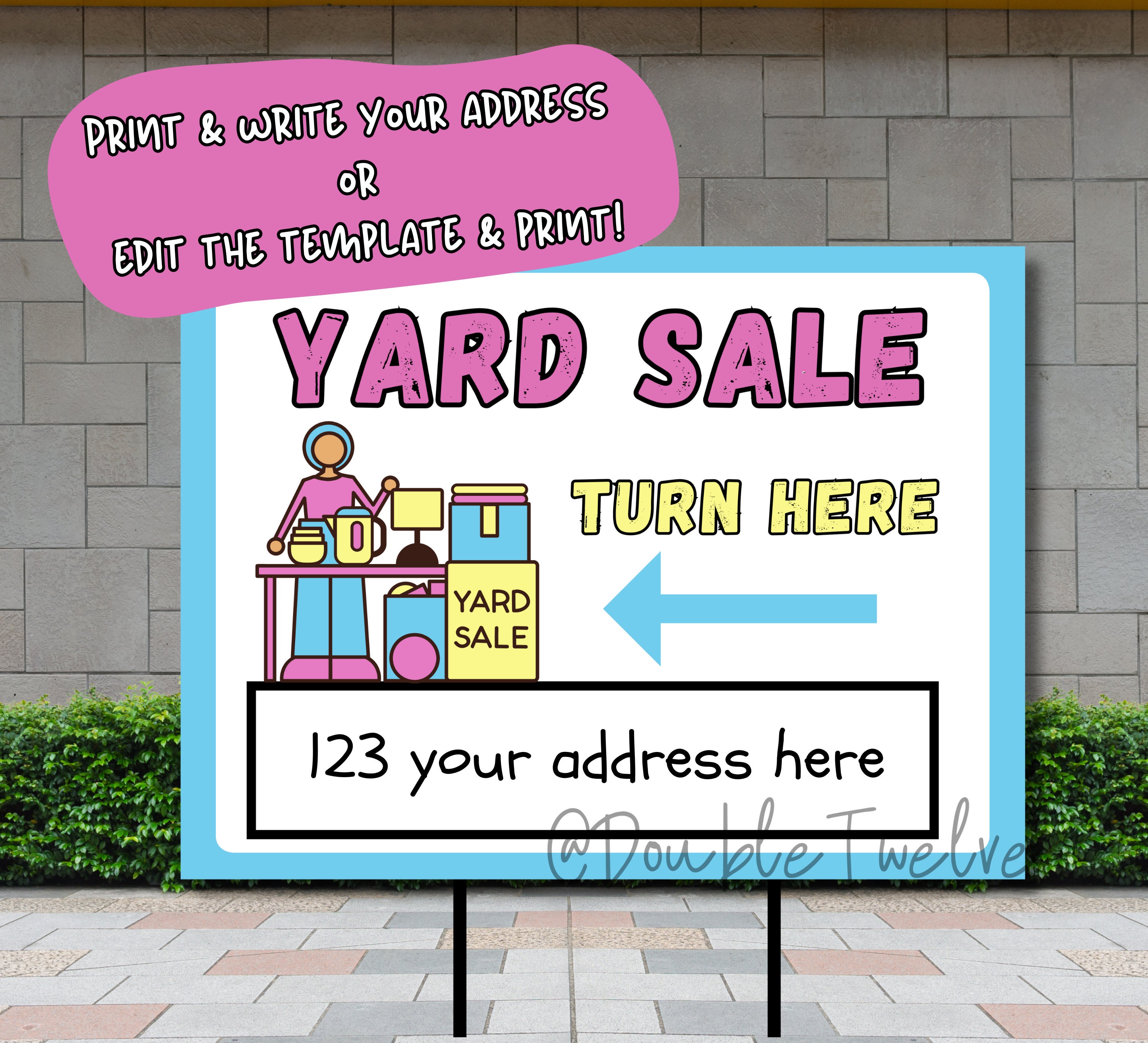 Colorful Garage Sale Poster, DIY Garage Sale Printable, Yard Sale Signs
