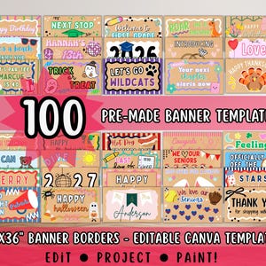 Project & Paint Banner Mockups, 100 Hand Painted Banner Templates | Digital Download Canva Borders to Trace, Banner Artist Painting Bundle