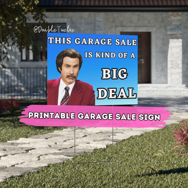 Funny Garage Sale Sign, Printable Yard Sale, Ready to Print Ron ...