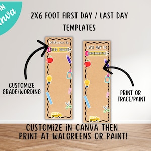First Day/Last Day of School Printable Banner | Classroom Painted Banner Template | Back to School Sign, Print at Walgreens 2x6 Foot Banners