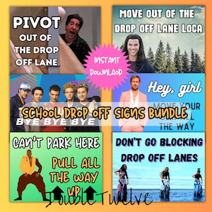 Funny School Drop-Off Signs, Car Line Printable Bundle, Printable School Campus Yard Signs for Parent Pickup & Traffic Rules, Ready to Print