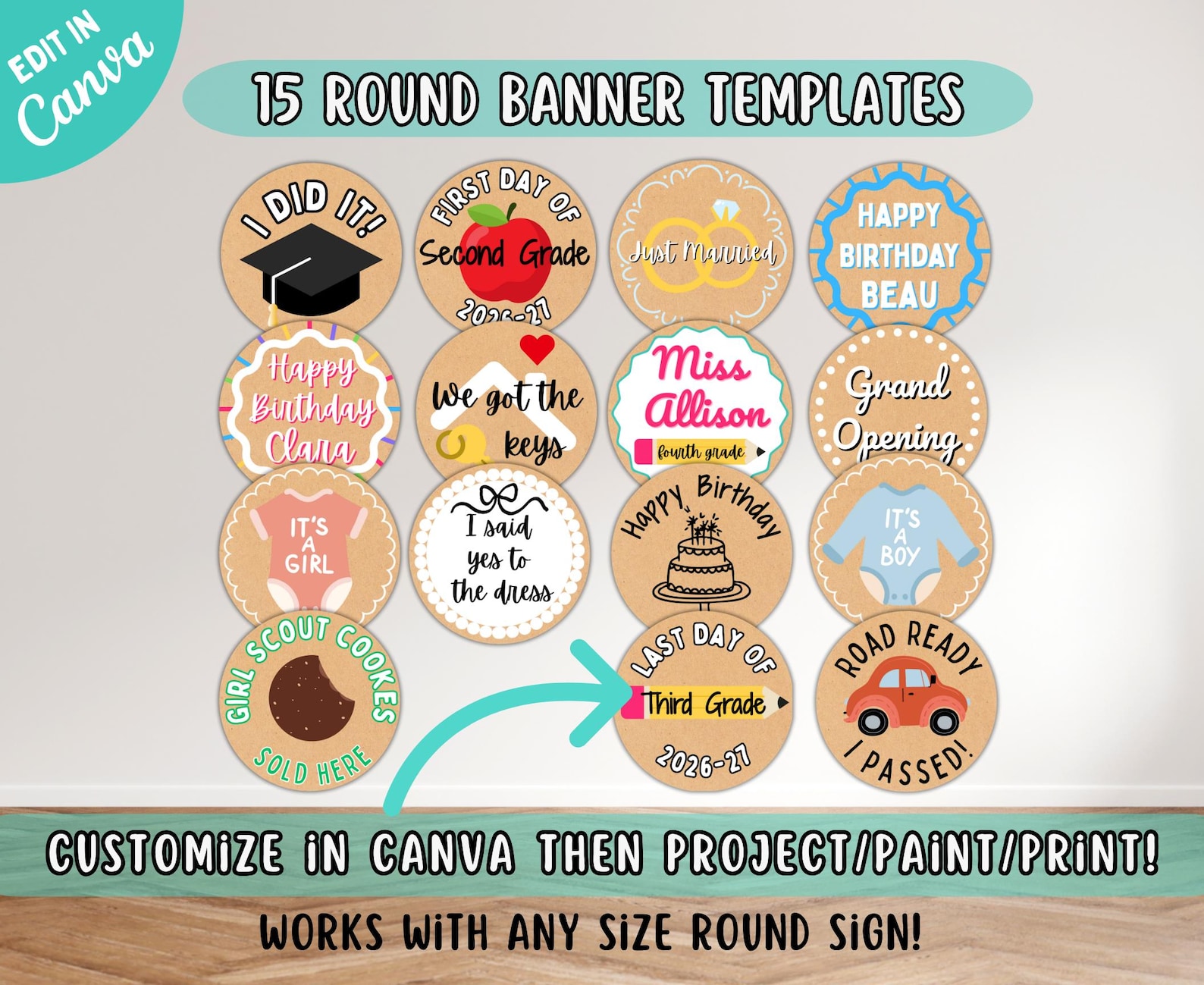 Round Banners Template Bundle – 15 Circle Signs for Banner Artists ...