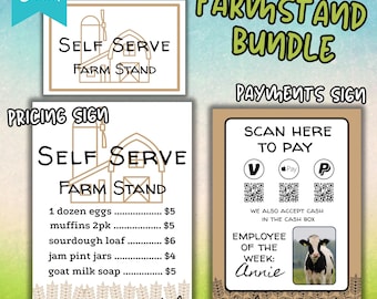 Self-Serve Farmstand Signs, Printable Farm Business Menu Price Sign Canva Template Bundle, Pay What You Can Stand, Micro Bakery Signs Pack