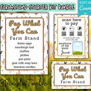 Bezahlen Sie, was Sie speichern können, Farmstand Template Kit Bundle, Straßenrand Farm Stand Schilder, Bauernmarktstand, Anzeige für Handwerksmesse