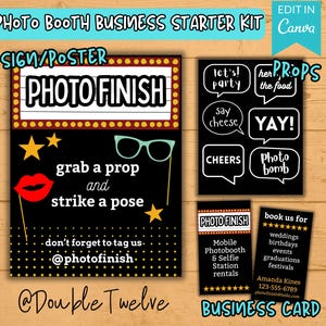 Digital Selfie Booth Business Signs, Photography Photo Props, DIY Editable Canva Template, Pop Up Events Wedding Party Graduation Birthday