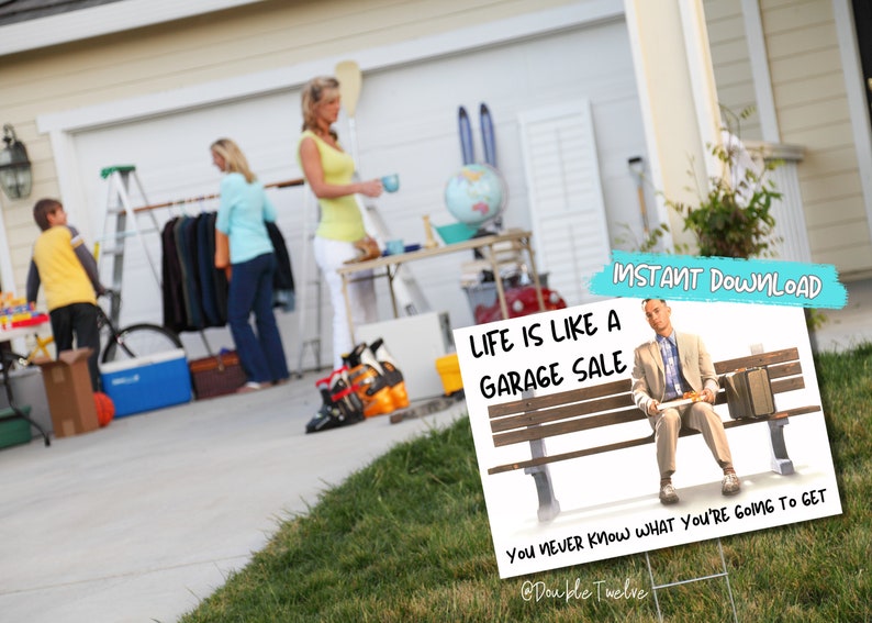 Funny Yard Sale Sign Garage Sale Yard Signs Forrest Gump Etsy