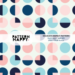 Blue Pink Geometric Dot Seamless Pattern for Sublimation Printing, Dots Circles Pattern, Baby Repeat Pattern