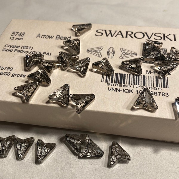 Swarovski arrow beads 5748 gold patina 12mm