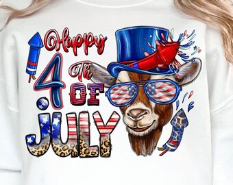 Patriotic Goat 4th of July PNG: Western Design (Digital Download)
