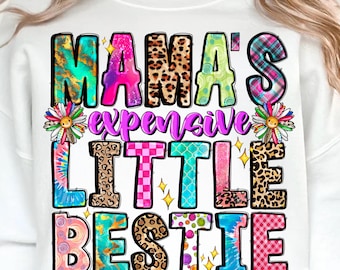 Mama's Expensive Little Bestie Png, Mama's girl Png, Trendy Png, Funny Toddler Shirt, Digital Download, little girl png, mama mini png