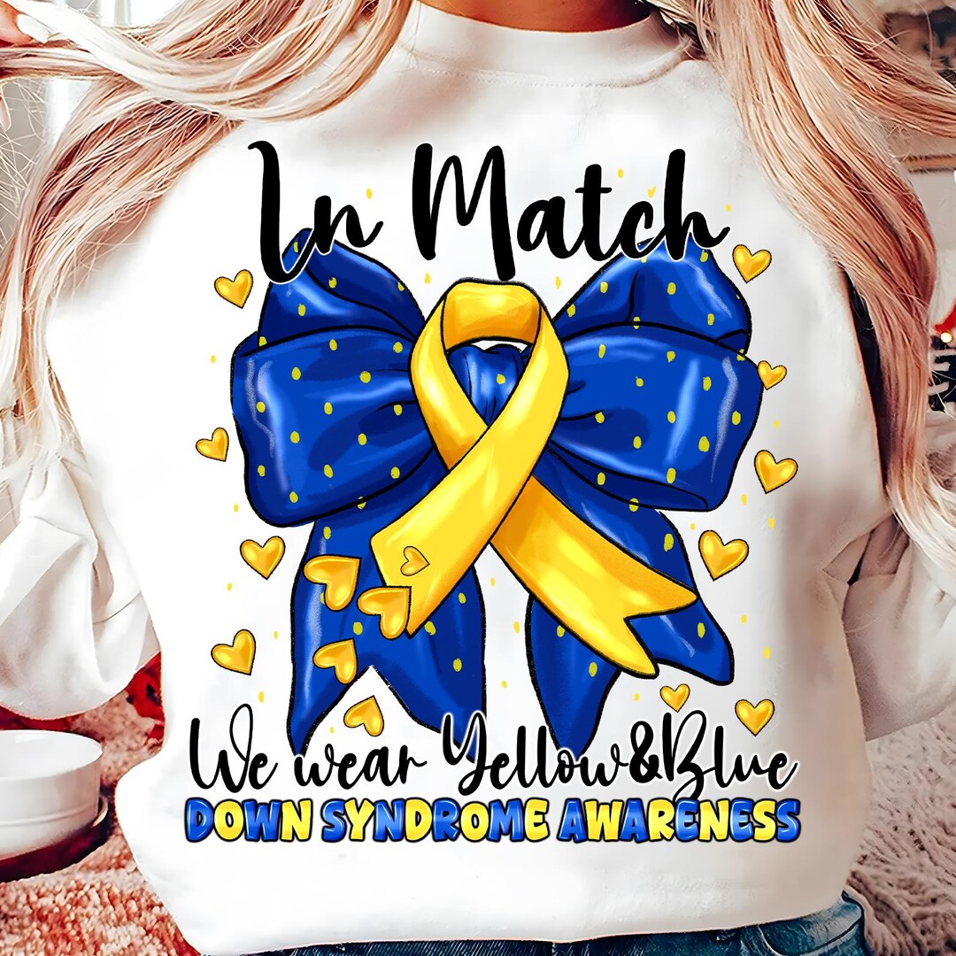 Down Syndrome Awareness PNG: Yellow Blue Ribbon Sublimation (digital ...