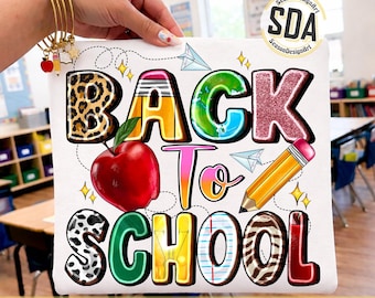 Back to School PNG, Cute School Supplies PNG, Teacher Shirt Design, Crayon Apple Pencil Notebook Graphic, Sublimation PNG, School Clipart