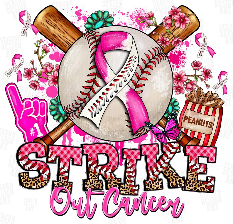 Pink Ribbon Baseball PNG: Strike Out Breast Cancer (digital Download ...