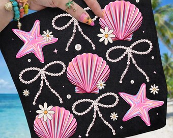 Summer Clam Coquette Png, Summer Vibes Pink Clam Png, Summer Beach Shirt Png, Summer Shirt Design, Retro Summer Design, Summer Clam Bow Png