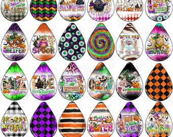 Halloween Earring Sublimation Designs, Spooky Earrings Teardrop png, halloween Earring Teardrop png, halloween pumpkin earring png bundle