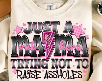 Funny Sassy Mama PNG: Checkered Lightning Bolt (Digital File)