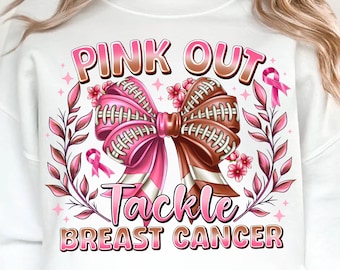 Preppy Pink Football PNG: Breast Cancer Awareness, Girly Game Day (Digital Download