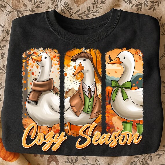 Cozy Fall Goose PNG: Autumn Animal Shirt Design (Digital Download)