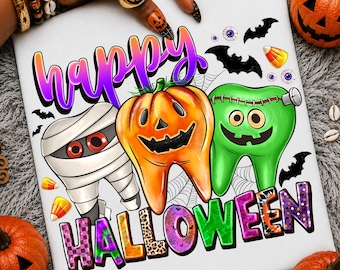 Dentist Happy Halloween Png, Halloween Pumpkin Png, Halloween Png, Trendy Halloween Lover Shirt Design, Fall, Dental Png, Digital Download