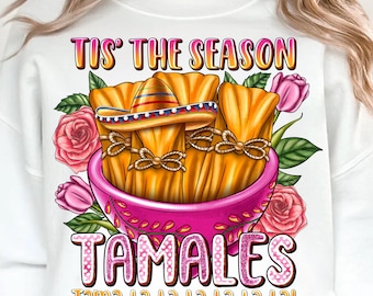 Retro Tamales Christmas PNG: Mexican Food Digital Download
