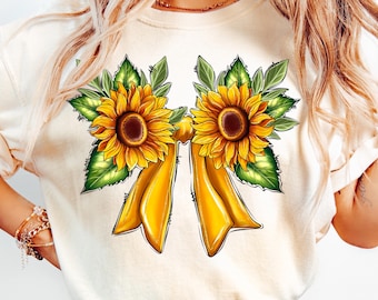 Sunflower Bow PNG: Spring Floral Coquette Design (Digital Download)