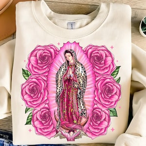 Our Lady of Guadalupe PNG download virgen de Guadalupe sublimation design Floral Virgin of Mexico digital download
