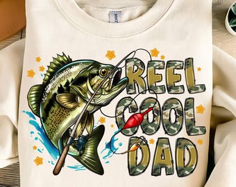 Retro Reel Cool Dad Png, Wishin' I Was Fishin' Png, Fishing Dad Shirt Design Png, Bass Fishing Png, Fathers Day Gift, Dad Birthday Gift Png