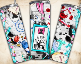 Custom Name Nurse Tumbler Design: Western Sublimation PNG (Digital Download)