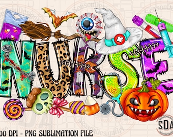 Halloween Nurse PNG: Spooky Western Sublimation Design (Digital Download)