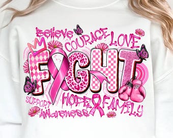 Breast Cancer Awareness PNG: Graffiti Style, Survivor & Warrior Design (Digital Download