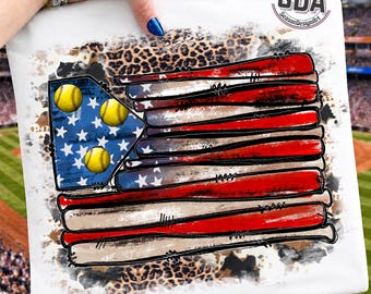American Flag Softball Png, Softball Png, 4th of July Png, Memorial Day Png, Softball Game Day Png, Softball Png, Digital Download